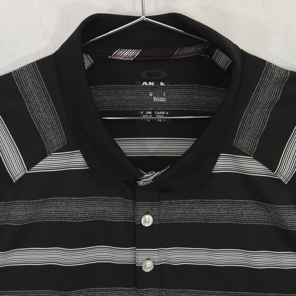 Oakley Polo Mens Extra Large Black Gray Striped Hydrolix Performance Golf Shirt - Picture 3 of 13